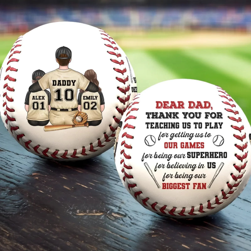 Always Our Number One Fan, Forever Our Hero - Family Personalized Custom Leather Baseball - Father's Day, Gift For Dad, Sport Lovers, Sport Players