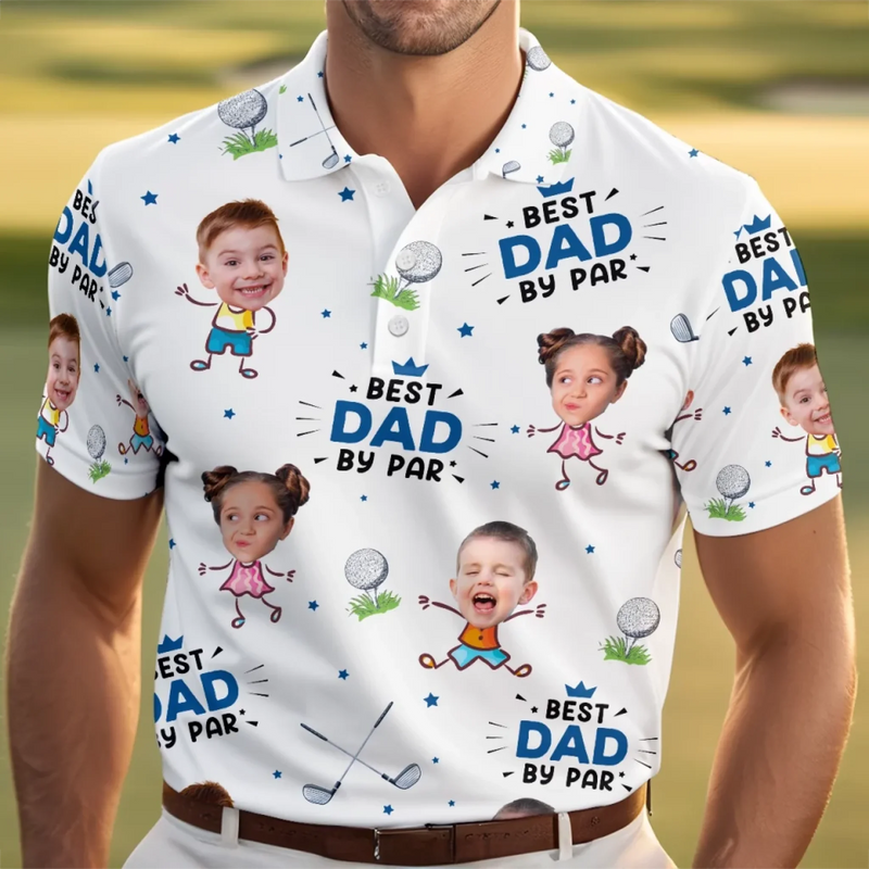 Custom Photo Greatest Dad On The Green - Family Personalized Custom All Over Print Polo Shirt - Father's Day, Gift For Dad, Sport Lovers, Sport Players