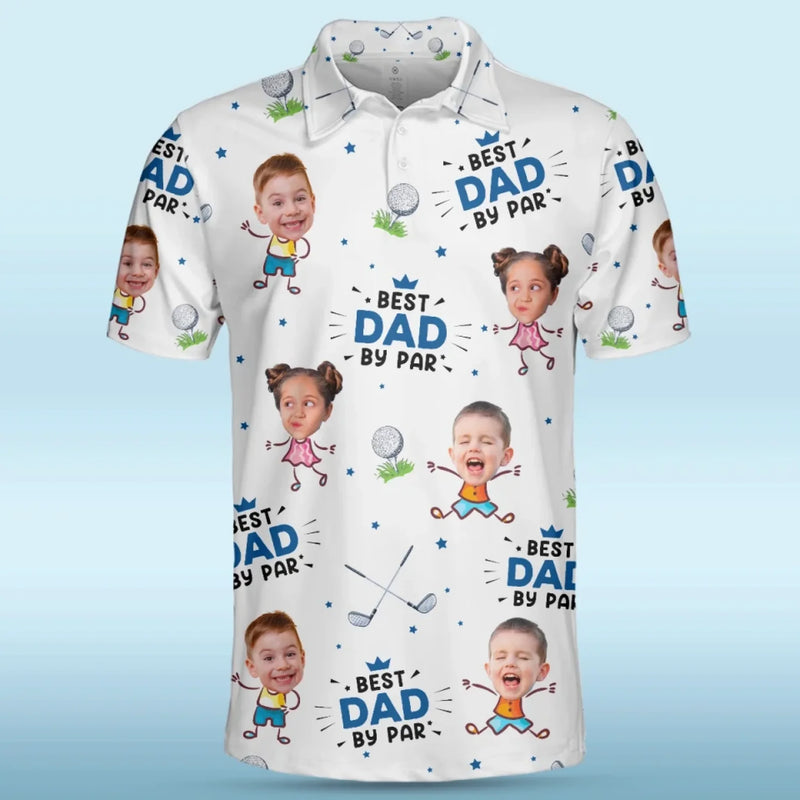 Custom Photo Greatest Dad On The Green - Family Personalized Custom All Over Print Polo Shirt - Father's Day, Gift For Dad, Sport Lovers, Sport Players