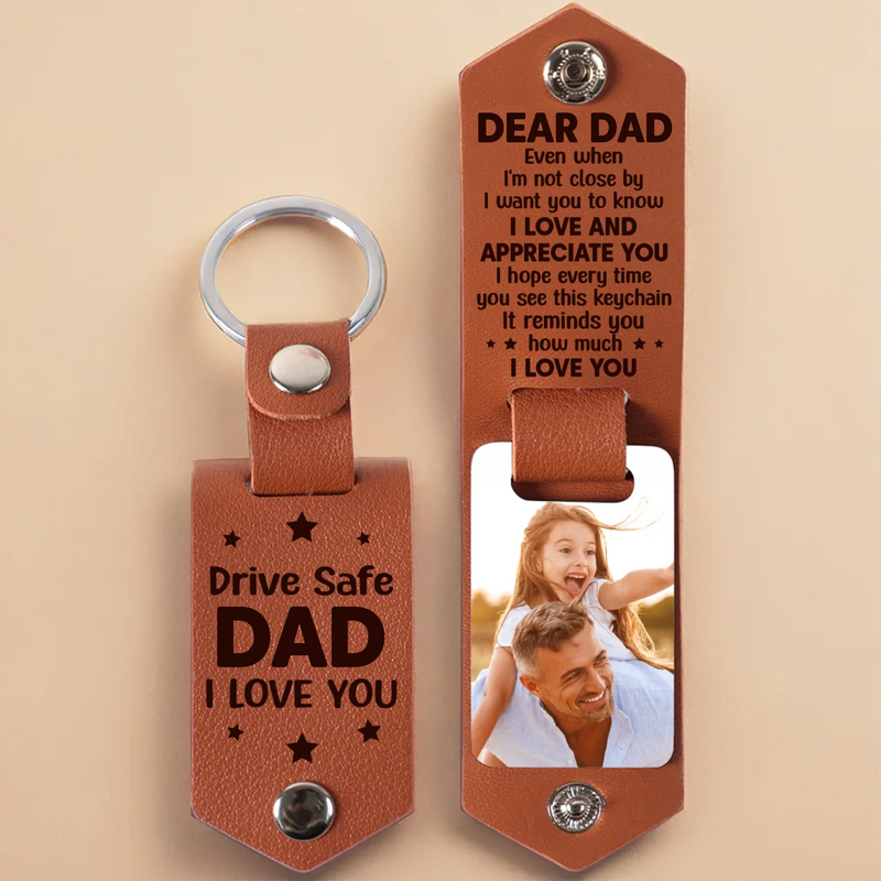 Custom Photo I Love And Appreciate You - Family Personalized Custom Engraved Leather Keychain - Father's Day, Gift For Dad, Grandpa