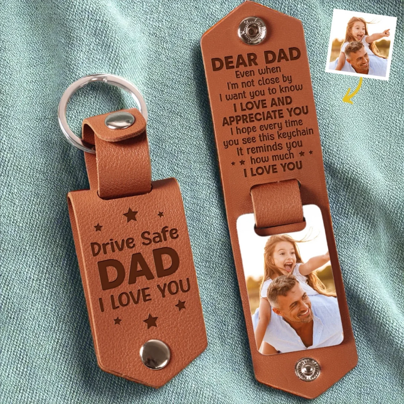 Custom Photo I Love And Appreciate You - Family Personalized Custom Engraved Leather Keychain - Father's Day, Gift For Dad, Grandpa