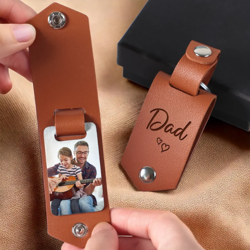 Custom Photo I Need To Say, I Love You - Family Personalized Custom Engraved Leather Keychain - Father's Day, Gift For Dad, Grandpa