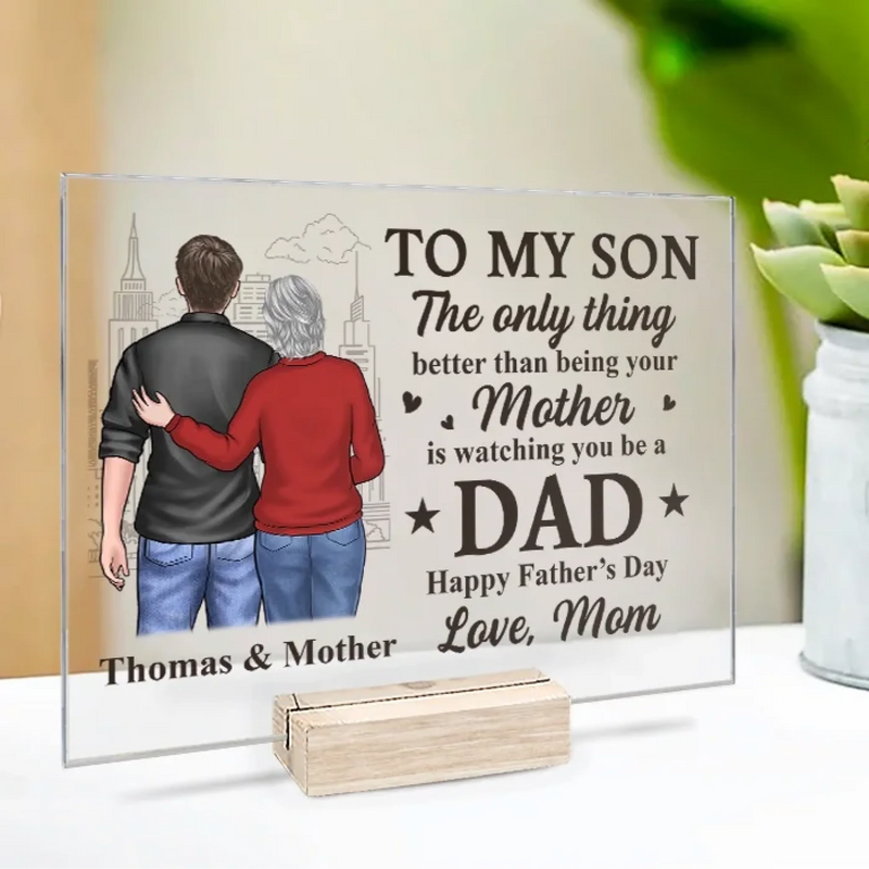 Celebrating The Man You've Become - Family Personalized Custom Rectangle Shaped Acrylic Plaque - Father's Day, Mother's Day, Gift For Son