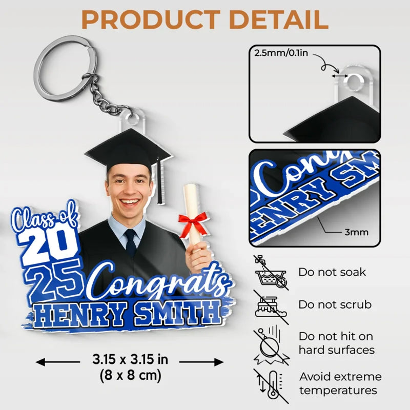 Custom Photo One Chapter Ends, Another Begins - Family Personalized Custom Shaped Acrylic Keychain - Graduation Gift For Family Members, Siblings, Brothers, Sisters