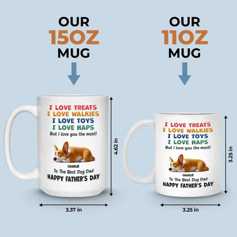 I Love Treats, I Love Playtime But I Love You The Most - Dog Personalized Custom Mug - Father's Day, Mother's Day, Gift For Pet Owners, Pet Lovers