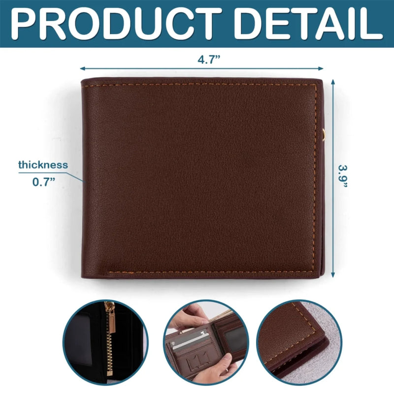 Holding Love In Every Sip - Family Personalized Custom Double-Sided Printed Leather Wallet - Father's Day, Gift For Dad, Grandpa