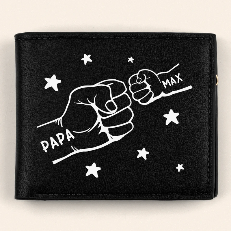 Holding Love In Every Sip - Family Personalized Custom Double-Sided Printed Leather Wallet - Father's Day, Gift For Dad, Grandpa