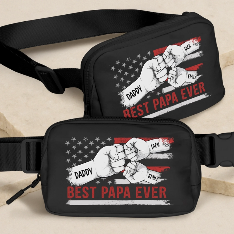 Best Dad Ever - Family Personalized Custom Crossbody & Waist Bag - Father's Day, Gift For Dad, Grandpa
