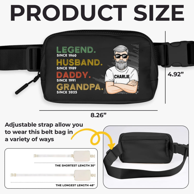 A Legacy In Motion - Family Personalized Custom Crossbody & Waist Bag - Father's Day, Gift For Dad, Grandpa