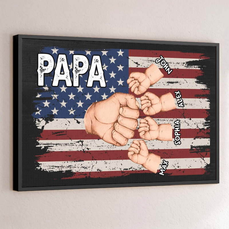 Papa & Crew, Always United - Family Personalized Custom Horizontal Poster - Father's Day, Gift For Dad, Grandpa