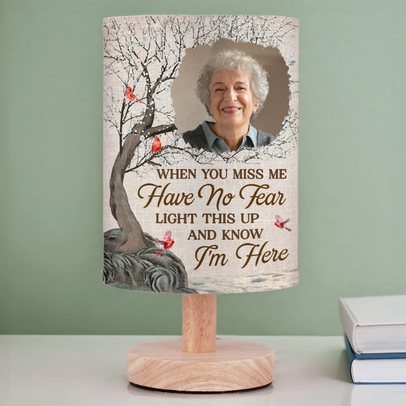Custom Photo Every Time It Shines, Know My Heart Is Near - Memorial Personalized Custom Linen Bedside Table Lamp - Sympathy Gift For Family Members