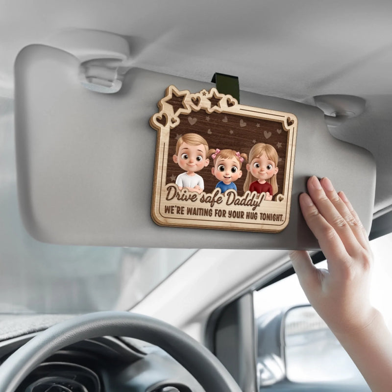 Hurry Home To Us - Family Personalized Custom Car Visor Clip - Father's Day, Gift For Dad, Grandpa