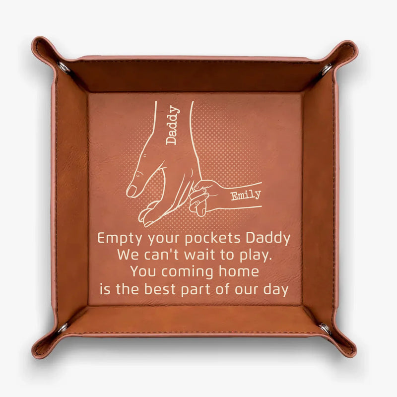 Come Home To Love - Family Personalized Custom Leather Valet Tray - Father's Day, Gift For Dad, Grandpa