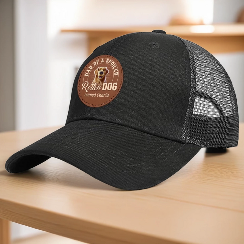 Messy Fur, Full Heart - Dog Personalized Custom Round Leather Patch Hat - Father's Day, Gift For Pet Owners, Pet Lovers