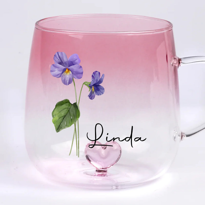 Bloom With Grace - Bestie Personalized Custom Gradient Glass Mug - Gift For Best Friends, BFF, Sisters