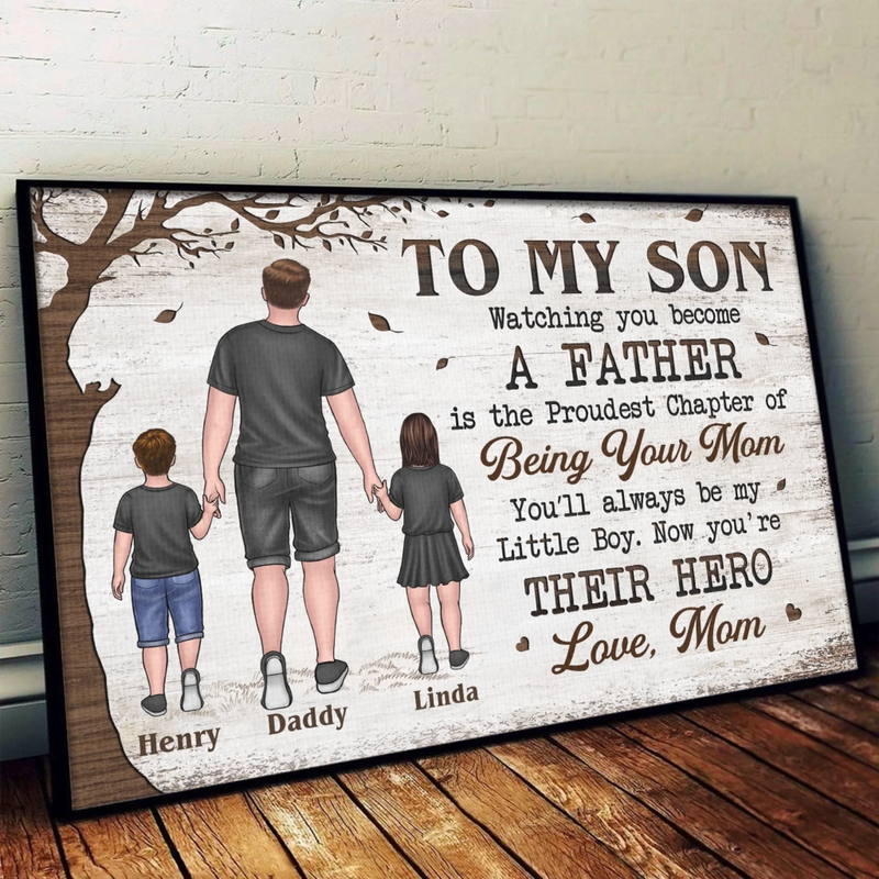 Now You Are Their Hero - Family Personalized Custom Horizontal Poster - Father's Day, Gift For Son