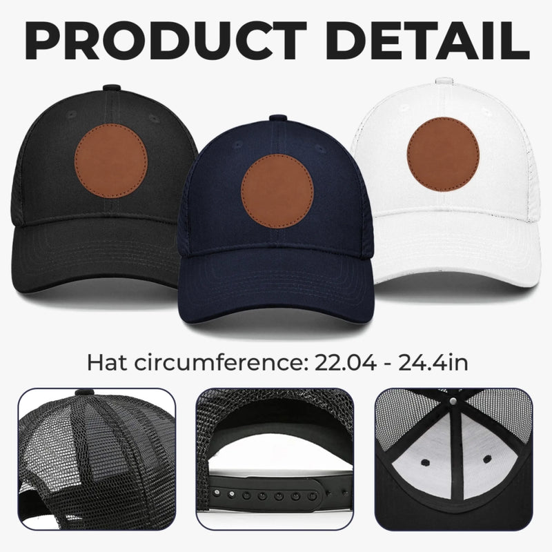 Built To Be A Dad - Family Personalized Custom Round Leather Patch Hat - Father's Day, Gift For Dad, Grandpa