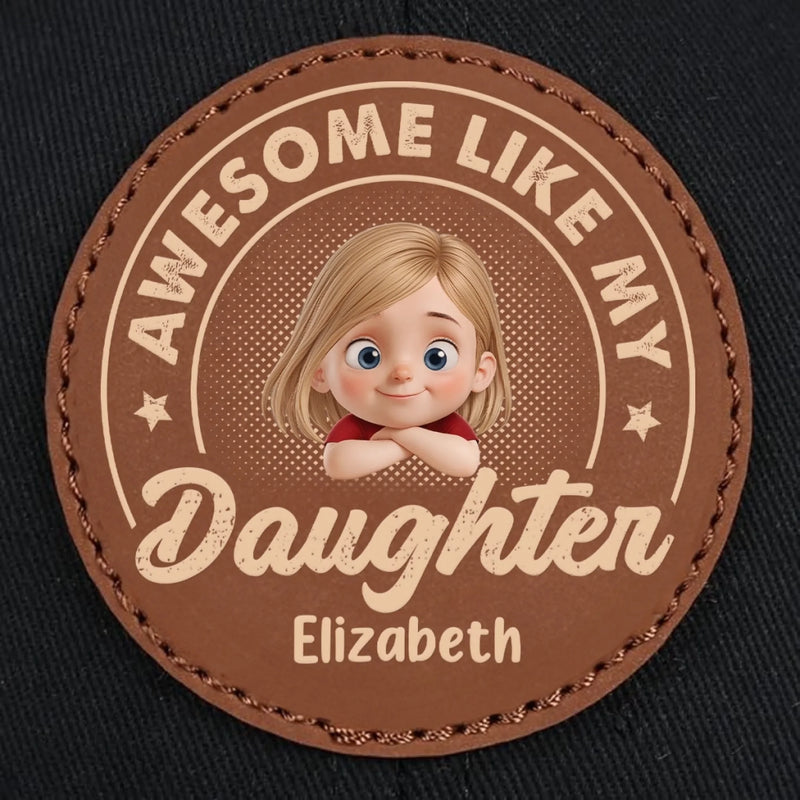 Baby’s First Fan - Family Personalized Custom Round Leather Patch Hat - Father's Day, Gift For Dad, Grandpa