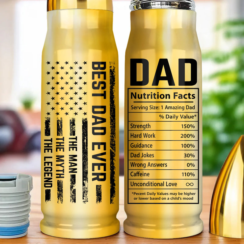 The Man, The Myth, The Legend - Family Personalized Custom Bullet Tumbler - Father's Day, Gift For Dad, Grandpa
