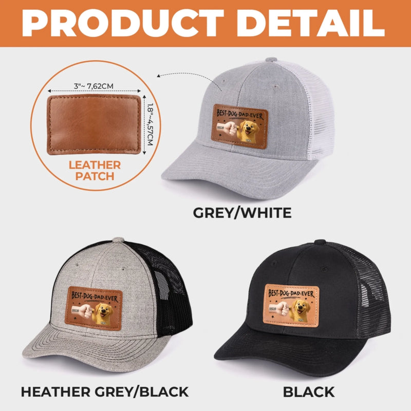 Pup’s Favorite Human - Dog Personalized Custom Leather Patch Hat - Father's Day, Gift For Pet Owners, Pet Lovers