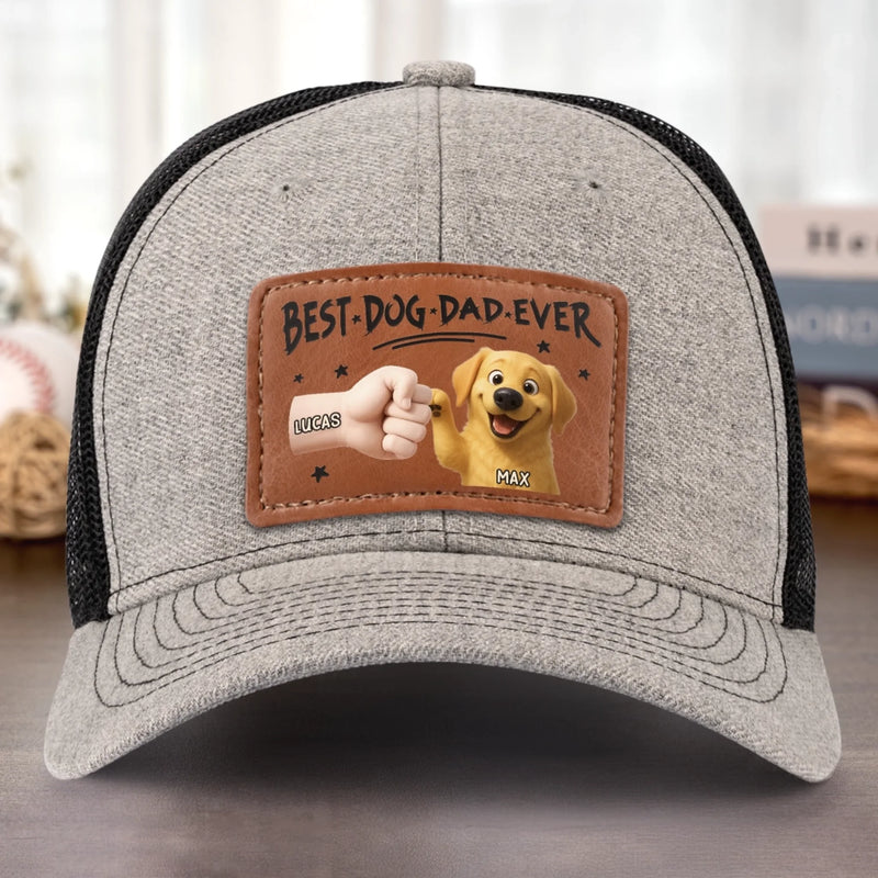 Pup’s Favorite Human - Dog Personalized Custom Leather Patch Hat - Father's Day, Gift For Pet Owners, Pet Lovers