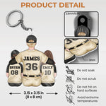 Every Home Run Starts With Dad’s Support - Family Personalized Custom Shaped Acrylic Keychain - Father's Day, Gift For Dad, Kids, Sports Fans