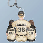 Every Home Run Starts With Dad’s Support - Family Personalized Custom Shaped Acrylic Keychain - Father's Day, Gift For Dad, Kids, Sports Fans