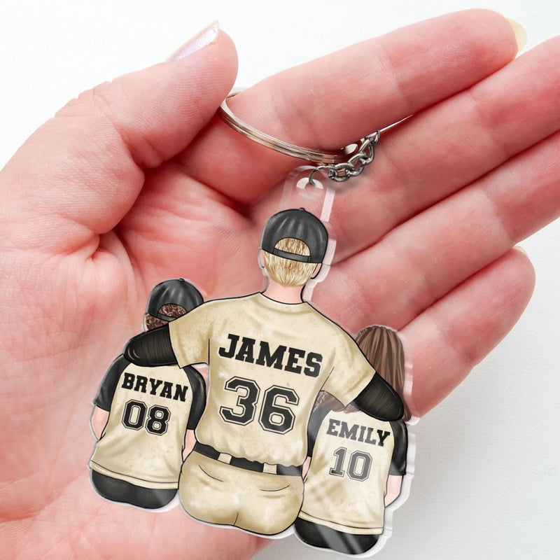 Every Home Run Starts With Dad’s Support - Family Personalized Custom Shaped Acrylic Keychain - Father's Day, Gift For Dad, Sport Lovers, Sport Players