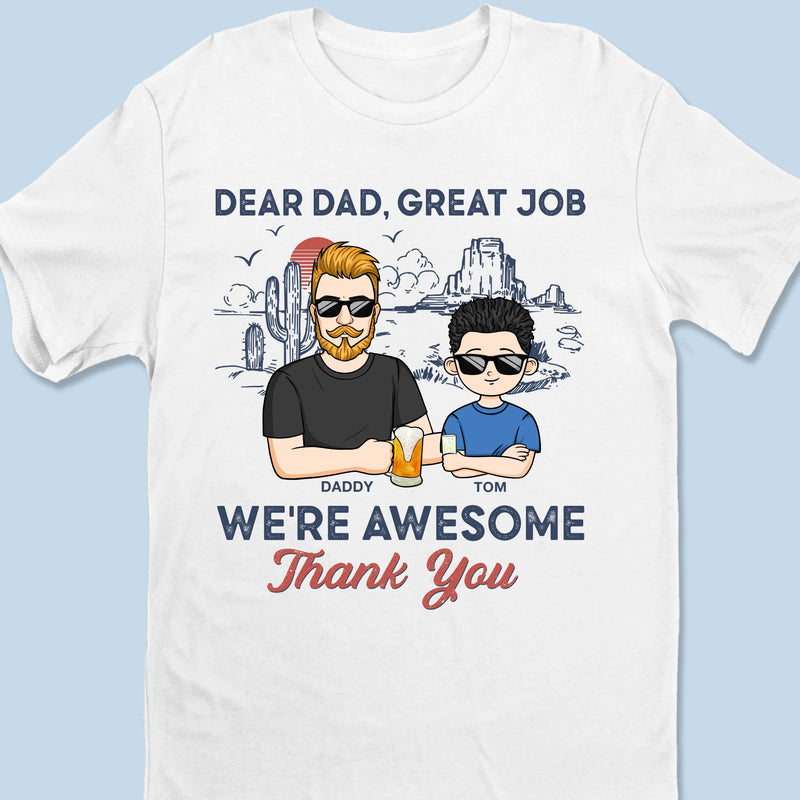 We’re Awesome Because Of You - Family Personalized Custom Unisex T-shirt, Premium T-shirt, Hoodie - Father's Day, Gift For Dad, Grandpa