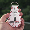 God Hit A Homerun When He Made You My Dad - Family Personalized Custom Leather Keychain - Father's Day, Gift For Dad, Sport Lovers, Sport Players