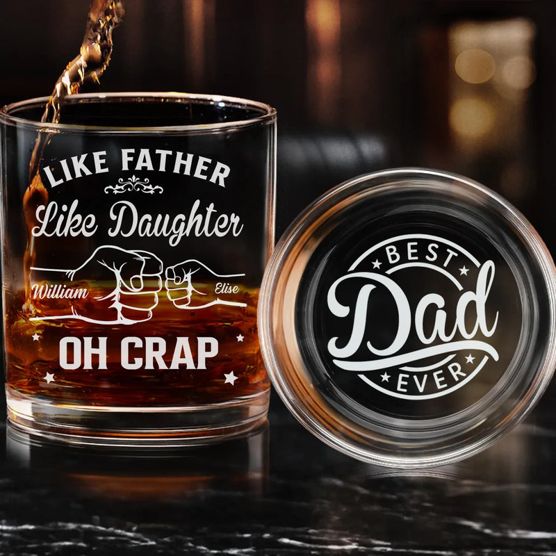 Fatherhood Looks Good On You - Family Personalized Custom Whiskey Glass With Bottom And Side Engraving - Father's Day, Gift For Dad, Grandpa