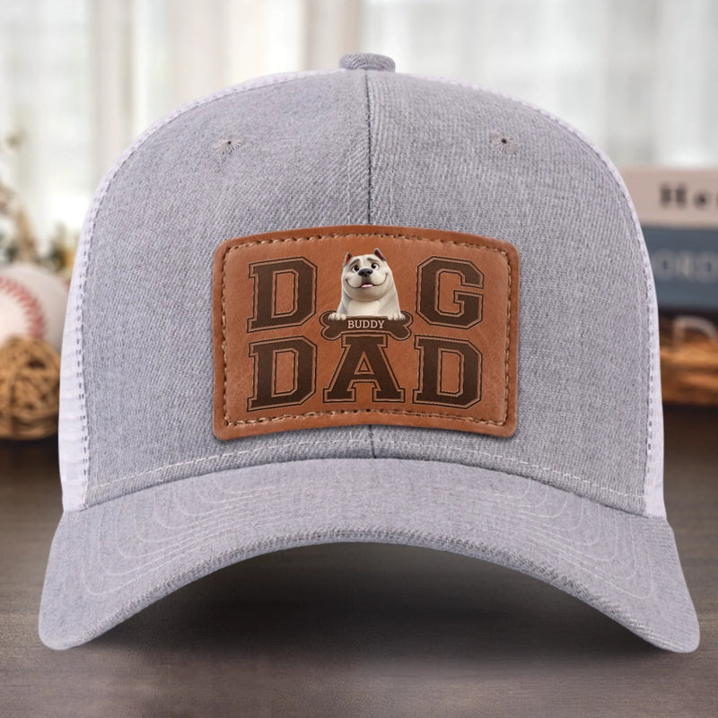 Fur Life, Dad Life - Dog Personalized Custom Leather Patch Hat - Father's Day, Gift For Pet Owners, Pet Lovers