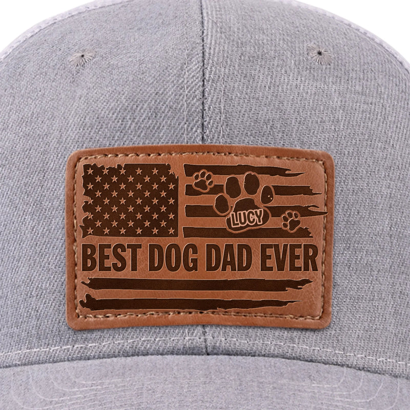 Raised By Paws, Loved By All - Dog Personalized Custom Leather Patch Hat - Father's Day, Gift For Pet Owners, Pet Lovers