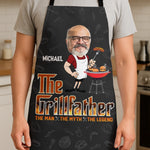 Custom Photo The Grillfather - Family Personalized Custom Apron - Father's Day, Gift For Dad, Grandpa, Husband