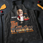 Custom Photo The Grillfather - Family Personalized Custom Apron - Father's Day, Gift For Dad, Grandpa, Husband
