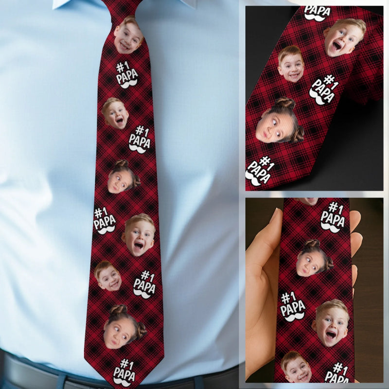 Custom Photo Best One In The World - Family Personalized Custom Tie - Father's Day, Gift For Dad, Grandpa