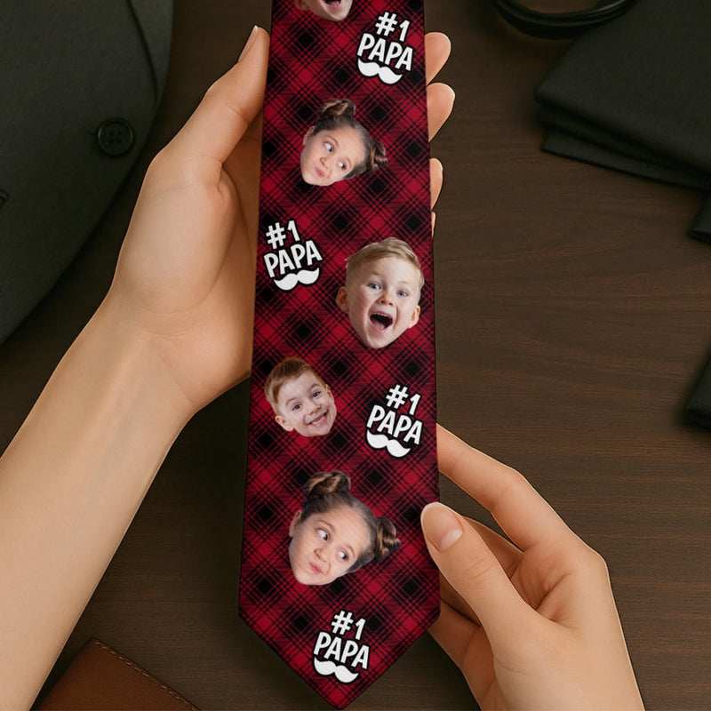 Custom Photo Best One In The World - Family Personalized Custom Tie - Father's Day, Gift For Dad, Grandpa