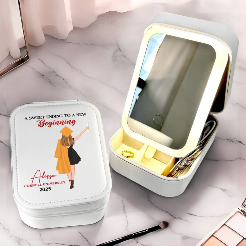 Worth The Hassle - Family Personalized Custom Jewelry Box LED Makeup - Graduation Gift For Family Members, Siblings, Brothers, Sisters