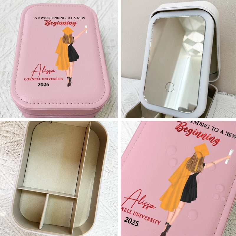 Worth The Hassle - Family Personalized Custom Jewelry Box LED Makeup - Graduation Gift For Family Members, Siblings, Brothers, Sisters