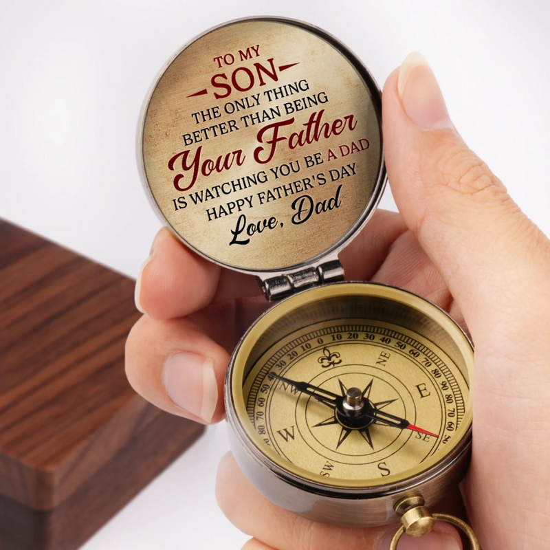 Your Heart, My Home - Family Personalized Custom Compass - Father's Day, Gift For Dad, Mom, Son