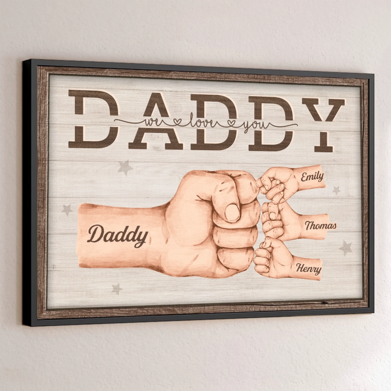 Forever Fist-bumping With Love - Family Personalized Custom Horizontal Poster - Father's Day, Gift For Dad, Grandpa