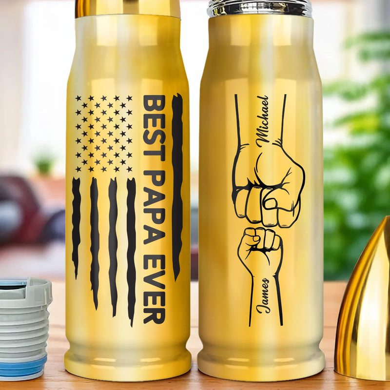 Dad Fueled By Love - Family Personalized Custom Bullet Tumbler - Father's Day, Gift For Dad, Grandpa