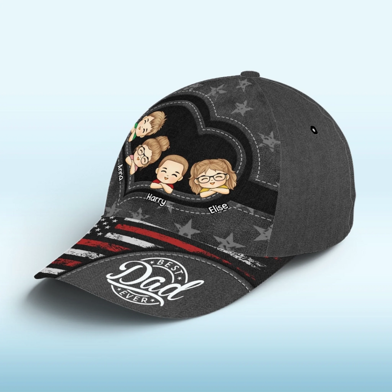 Wearing My World Close To My Heart - Family Personalized Custom Hat, All Over Print Classic Cap - Father's Day, Gift For Dad, Grandpa