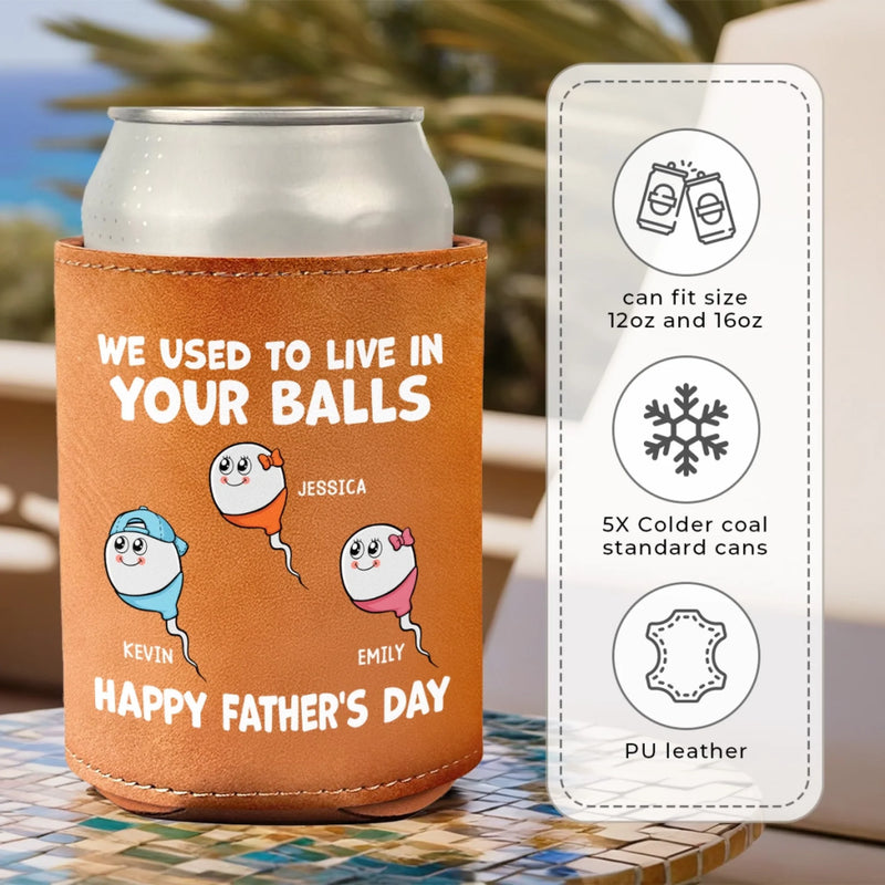 Not Planned, But Perfect - Family Personalized Custom Leather Can Cooler - Father's Day, Gift For Dad