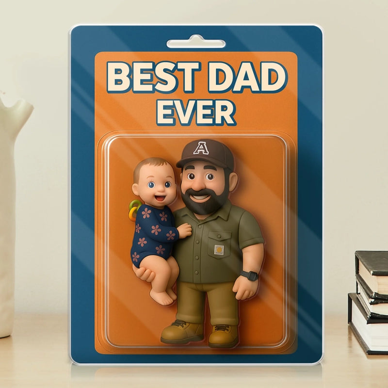 Custom Photo Best Dad Ever - Family Personalized Custom Acrylic Plaque Custom Shape - Father's Day, Gift For Dad, Grandpa
