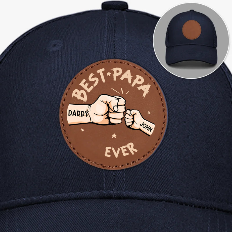 Happy Father's Day, From Your Best Bad Decision - Family Personalized Custom Round Leather Patch Hat - Father's Day, Gift For Dad, Grandpa