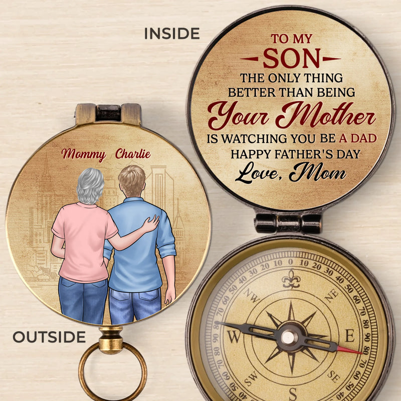Your Heart, My Home - Family Personalized Custom Compass - Father's Day, Gift For Dad, Mom, Son