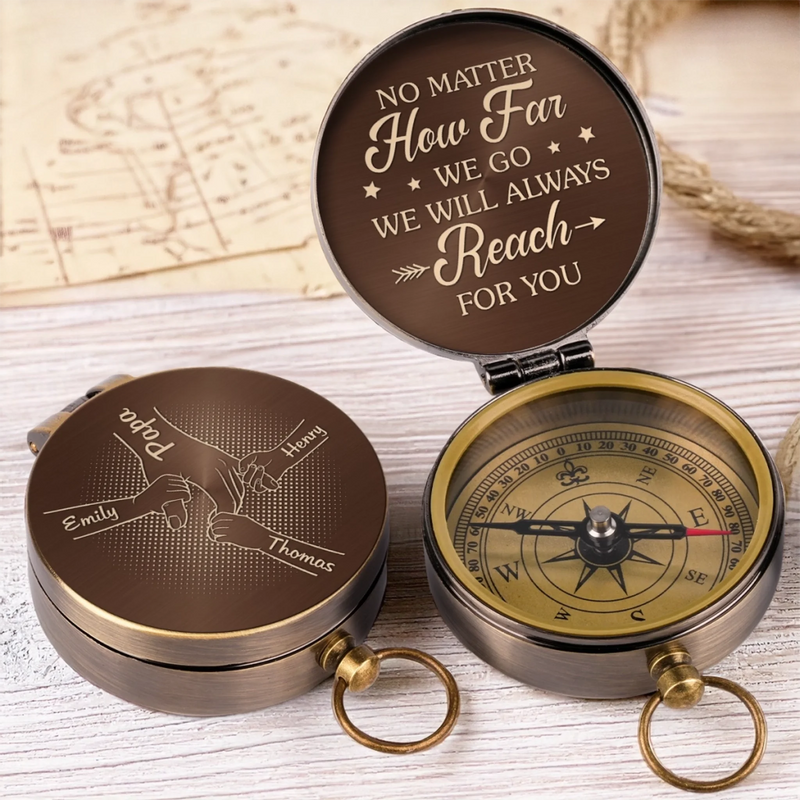 Always Heading Home To You - Family Personalized Custom Compass - Father's Day, Gift For Dad, Grandpa
