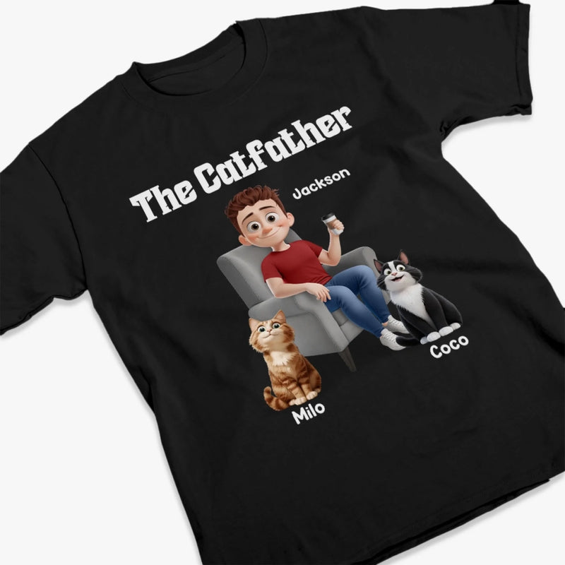The Catfather - Cat Personalized Custom Unisex T-shirt, Premium T-shirt, Hoodie - Father's Day,  Gift For Dad, Pet Owners, Pet Lovers