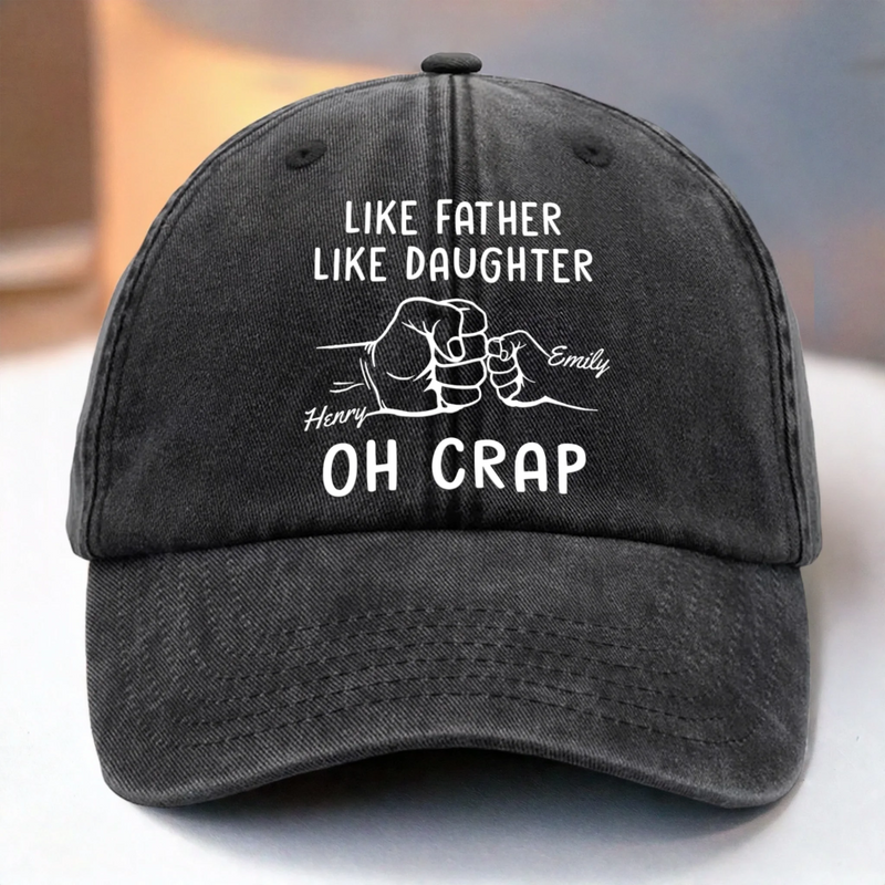 Matching Genes, Matching Mess - Family Personalized Custom Vintage Washed Denim Baseball Cap - Father's Day, Gift For Dad, Daughter